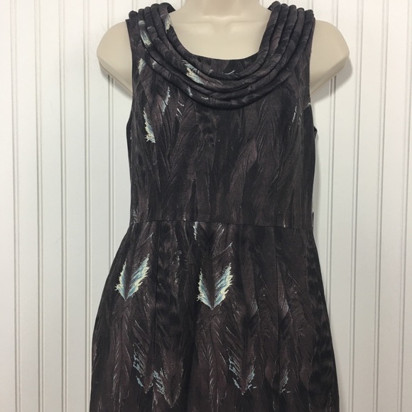 Tracy Reese feather print sleeveless sheath dress - Picture 2 of 6